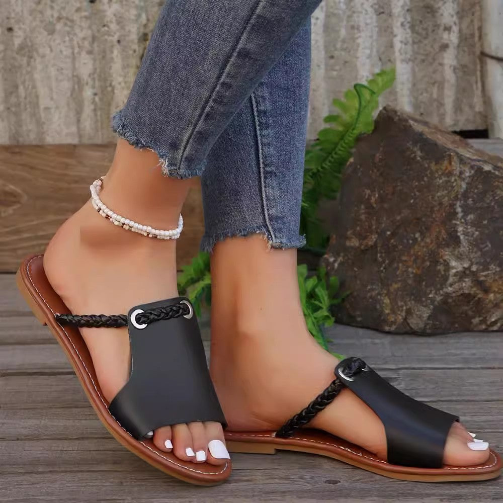 Damen modische Slipper mit geflochtenem Detail R&B