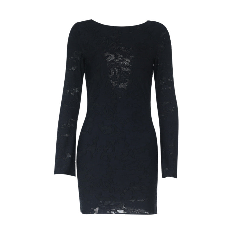 Damen Spitzen Minikleid mit tiefem Rückenausschnitt und raffinierten Ärmeln R&B