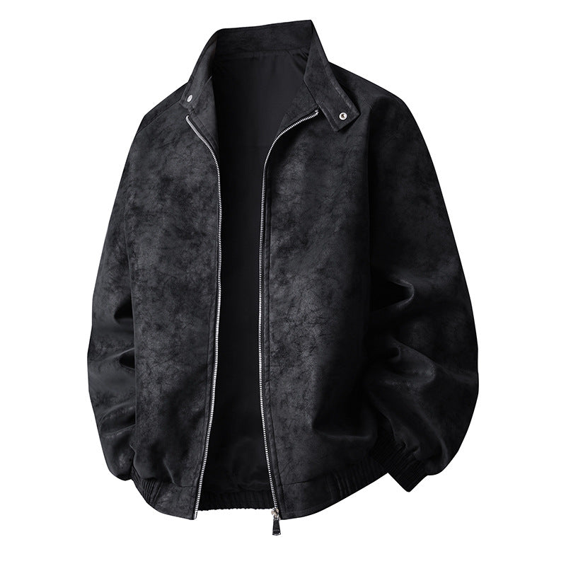 Herren stylische Kunstlederjacke im modernen Design und elastischen Bündchen R&B