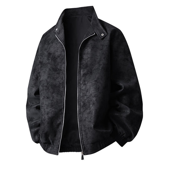Herren stylische Kunstlederjacke im modernen Design und elastischen Bündchen R&B