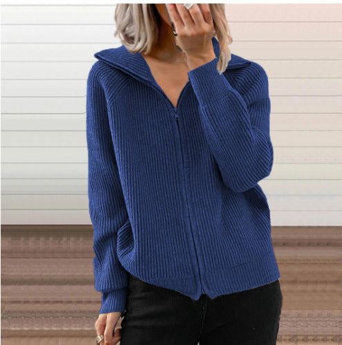 Damen Zip-Kapuzenpullover aus strukturierter Strickware R&B