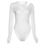 Damen Body mit asymmetrischem Schnitt und langem Arm