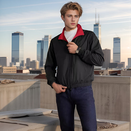 Herren leichte Windjacke mit hochabschließendem Kragen und praktischen Reißverschlusstaschen R&B