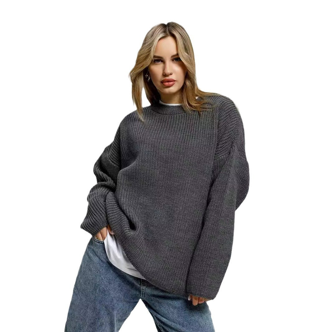 Damen lässiger Oversized Pullover mit strukturiertem Strickmuster R&B