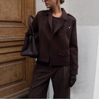 Damen modische cropped Jacke im minimalistischen Stil mit Taschen R&B