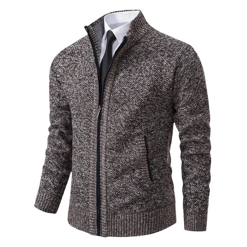 Herren elegante Strickjacke mit durchgehendem Reißverschluss und strukturiertem Design R&B