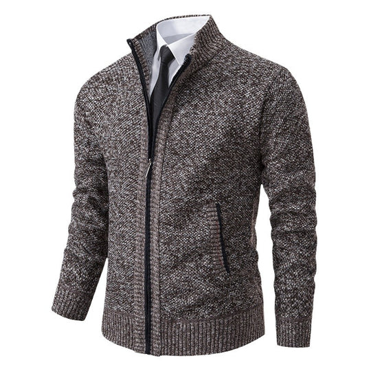 Herren elegante Strickjacke mit durchgehendem Reißverschluss und strukturiertem Design R&B