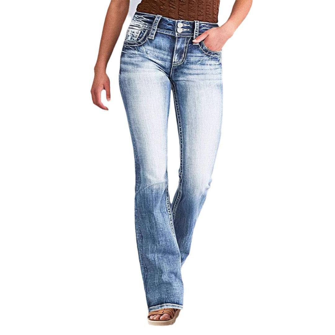 Damen Bootcut Jeans mit flexiblem Stretchmaterial und hohen Komfortbund R&B