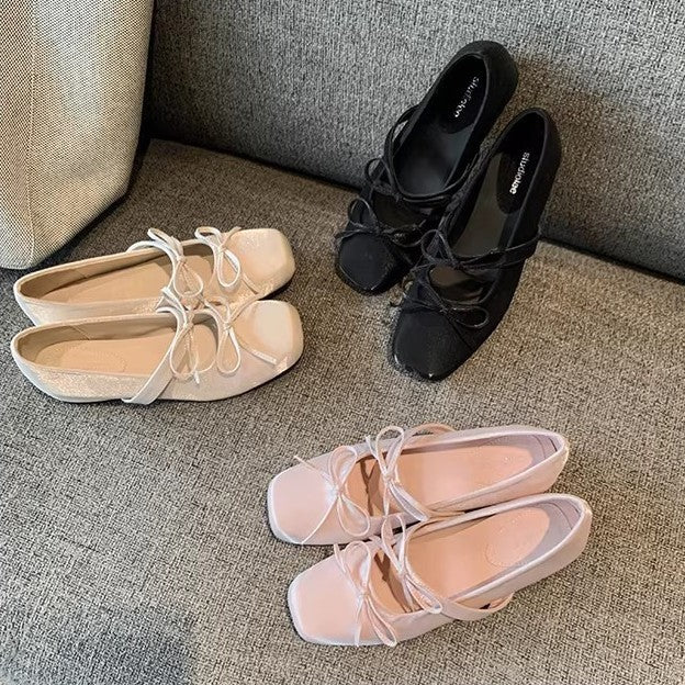 Damen elegante Ballerinas mit Schleifenverzierung und komfortabler Fußbettstruktur R&B