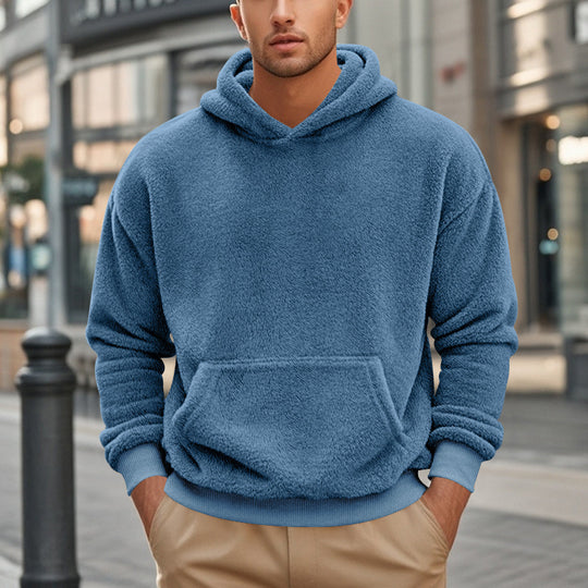 Herren übergroßer Fleece-Hoodie mit Kängurutasche und gemütlichem Schnitt R&B