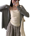 Damen lässiger Strickcardigan mit weitem Schnitt und feinen Details