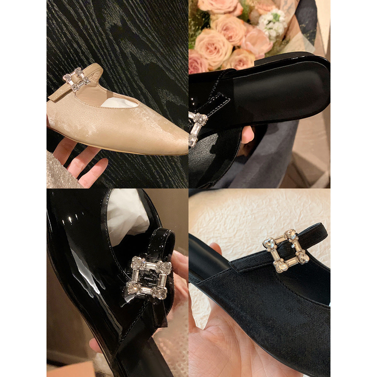 Damen Slingback-Ballerinas mit luxuriösem Schnallenakzent und weichem Obermaterial