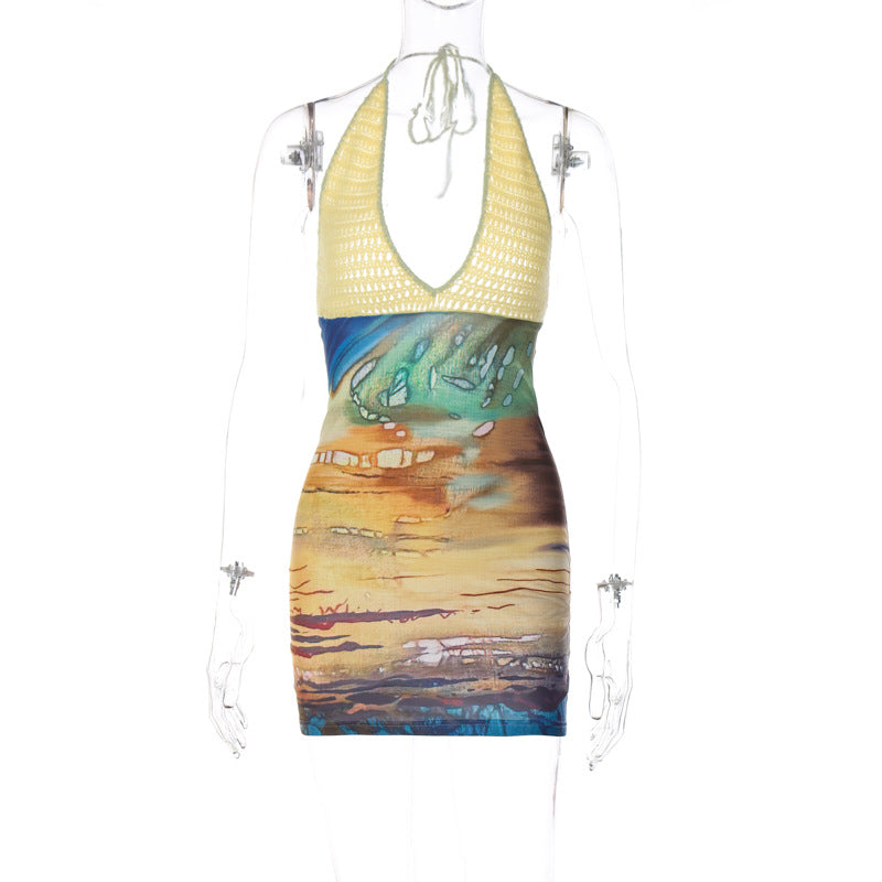 Damen Sommerkleid mit kunstvollem Farbverlauf und raffinierten Häkel-Details R&B