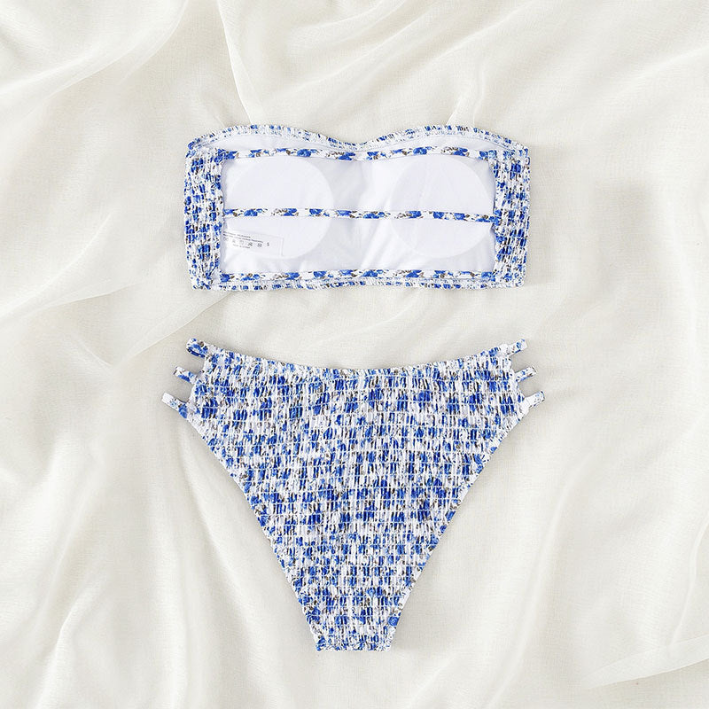Damen Bandeau-Bikini mit raffinierten Rüschendetails und verstellbaren Trägern R&B