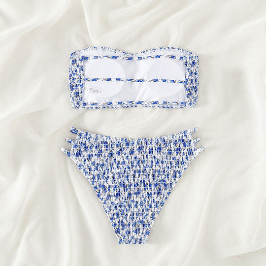 Damen Bandeau-Bikini mit raffinierten Rüschendetails und verstellbaren Trägern R&B