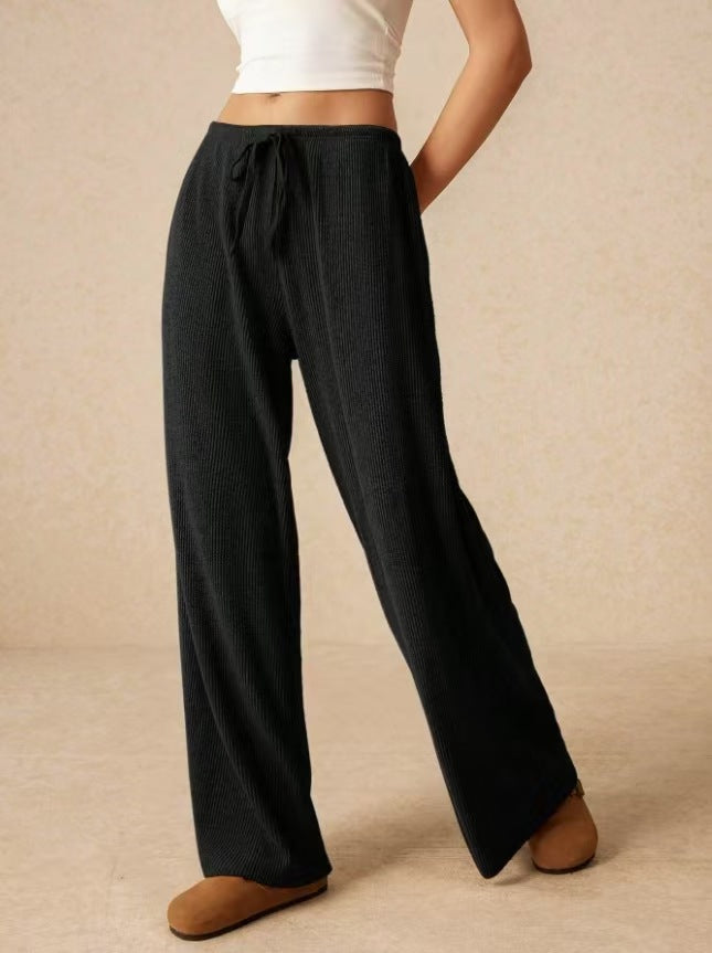 Damen weite Baumwoll-Haremshose mit hoher Taille und praktischem Kordelzug R&B