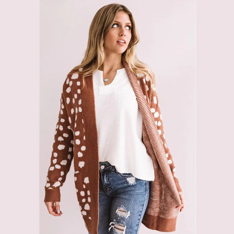 Damen Raglan-Cardigan mit stylischem Punktmuster R&B