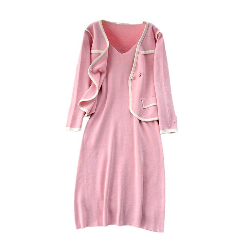 Damen elegantes Strickkleid mit passendem Blazer R&B