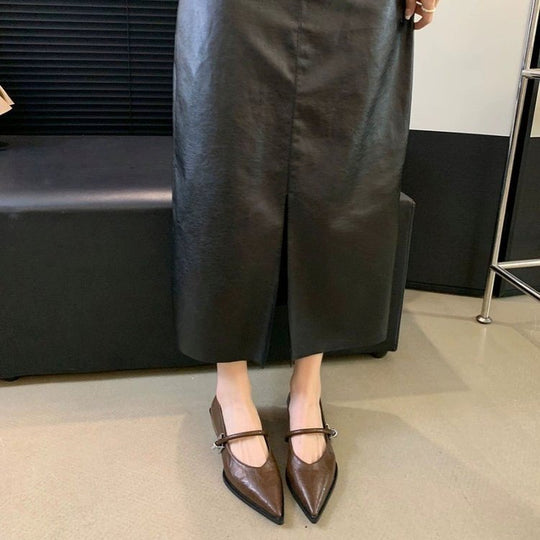 Damen elegante Ballerinas mit zeitgemäßem Riemchen und spitzem Design R&B