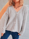 Damen kuschelige Strickjacke mit Knopfdetails und lässigem Schnitt R&B