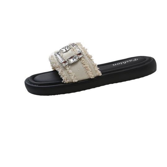 Damen elegante Mules mit glamourösem Strassakzent R&B