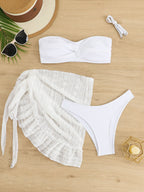 Damen Bandeau-Bikini mit eleganter Wickel-Rock R&B