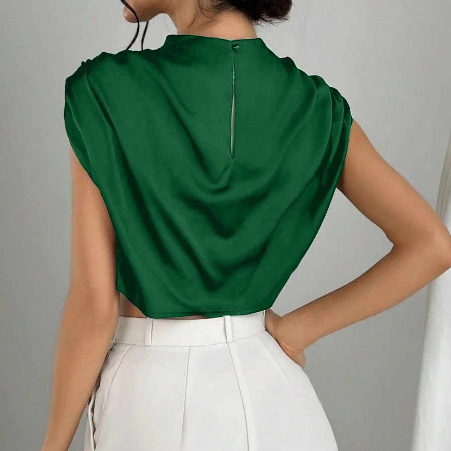 Damen elegantes Oberteil mit weichen Stofffalten und Rückenausschnitt R&B