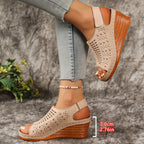 Damen Atmungsaktive Wedge-Sandalen mit floralem Cut-Out Design