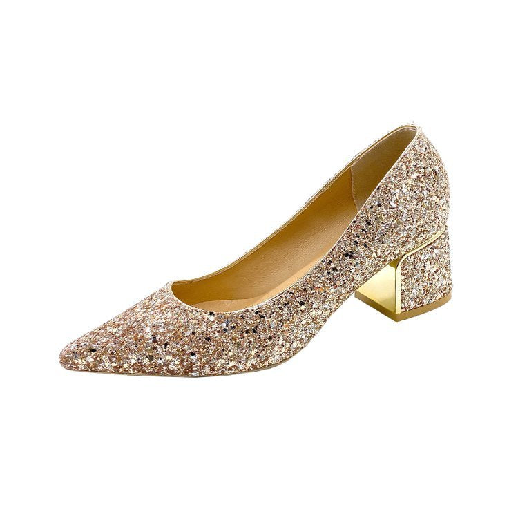 Damen Glitzernde Blockabsatz-Pumps mit funkelndem Design R&B