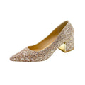 Damen Glitzernde Blockabsatz-Pumps mit funkelndem Design