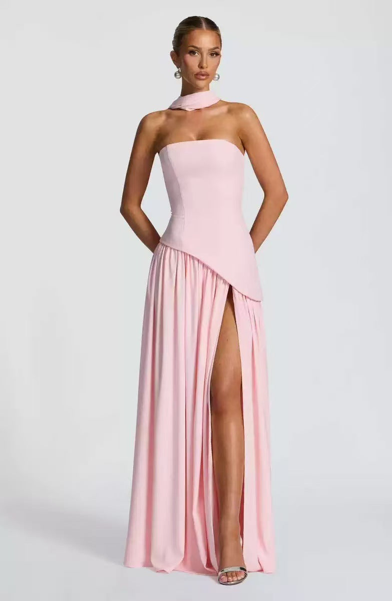 Damen Maxikleid mit figurbetontem Oberteil und schwingendem Rock R&B