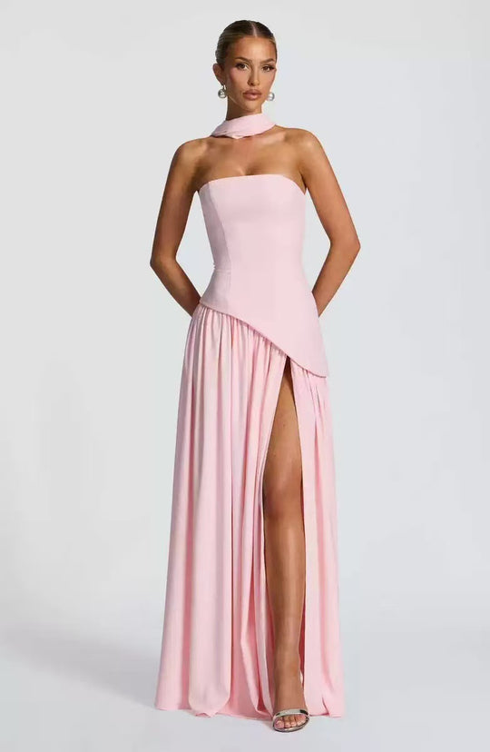 Damen Maxikleid mit figurbetontem Oberteil und schwingendem Rock R&B