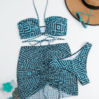 Damen Bikini-Set mit Bandeau-Top und verstellbarem Wickelrock R&B