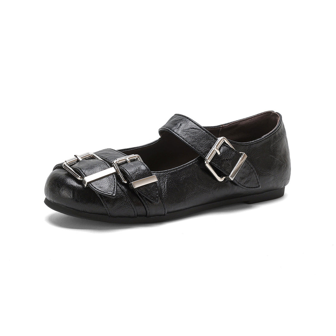 Damen Ballerinas mit modischen Riemen und Schnallen R&B