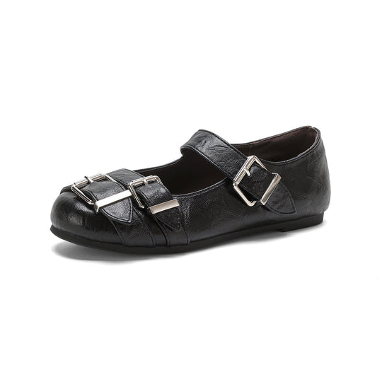 Damen Ballerinas mit modischen Riemen und Schnallen R&B
