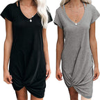 Damen Kurzarm Kleid mit geknotetem Detail R&B