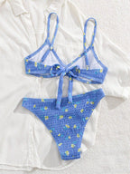 Damen Bikiniset mit verstellbarem Oberteil und hohem Bund R&B