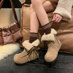 Damen Kuschelige Winterstiefel mit weichem Futter und dekorativem Schnürdesign R&B