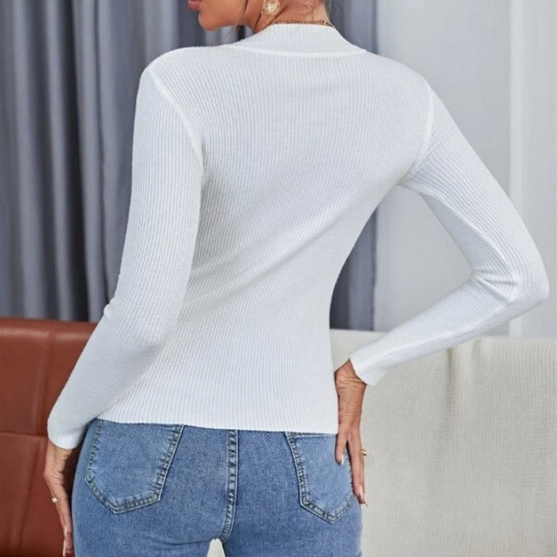 Damen Langarmshirt mit elegantem Rippenmuster R&B
