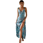 Damen luftiges Maxikleid mit elegantem Spitzen-Detail und seitlichem Schlitz R&B