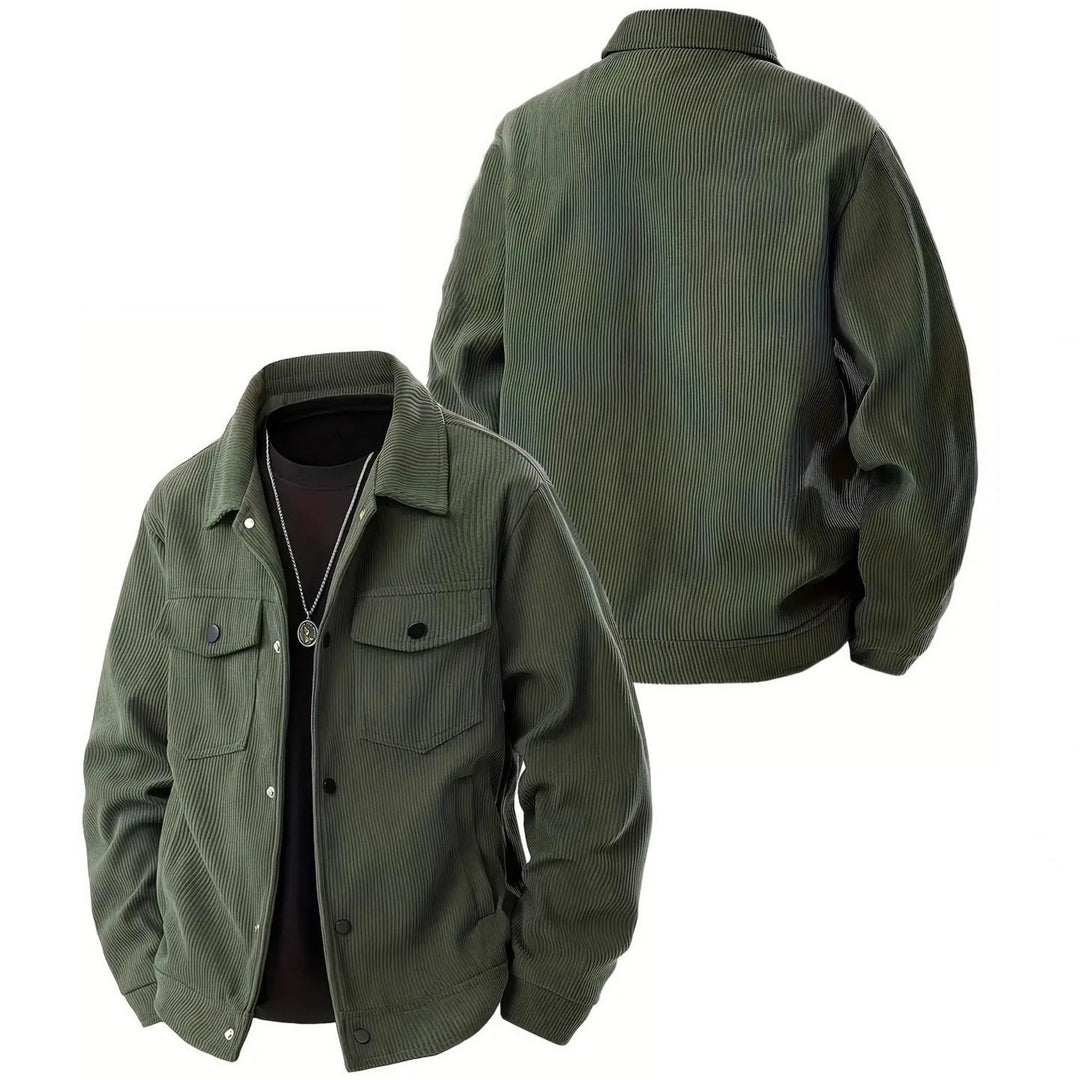 Herren nan Cordjacke im klassischen Arbeiterjacken-Schnitt mit Druckknöpfen und Brusttaschen R&B