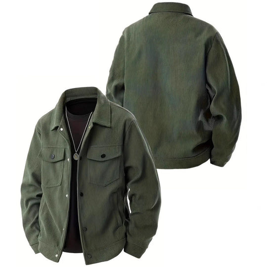 Herren nan Cordjacke im klassischen Arbeiterjacken-Schnitt mit Druckknöpfen und Brusttaschen R&B