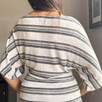 Damen Oversized T-Shirt mit floralem Streifenmuster und eleganter Passform R&B