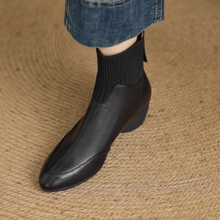 Damen Elegante Ankle Boots mit seitlichem Reißverschluss und elastischer Sockeneinstieg