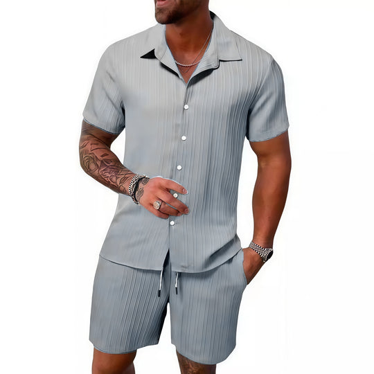 Herren atmungsaktives Sport-Set mit Kurzarm-Hemd und Shorts R&B
