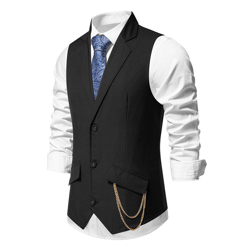 Herren elegante Anzugweste mit praktischen Taschen und modischen Akzenten R&B