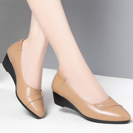 Damen elegante Wedge-Pumps mit modischem Riemchen und bequemem Fußbett R&B