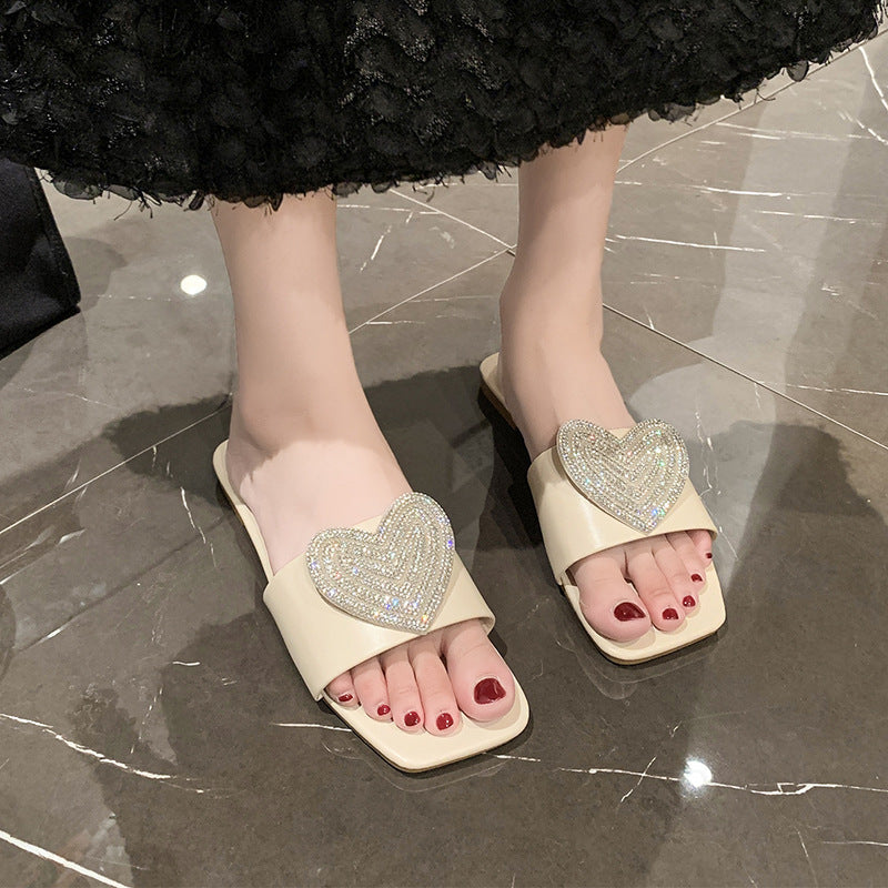Damen Glamouröse Slipper mit Herz-Applikation R&B