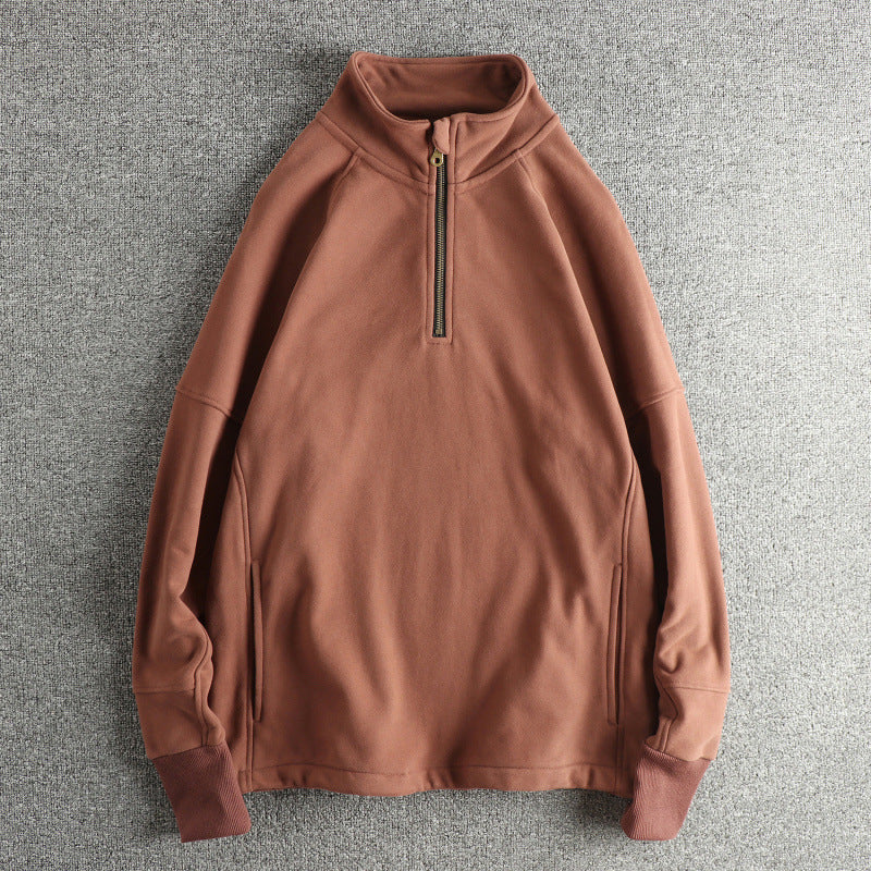 Herren Fleecejacke mit halbem Reißverschluss und seitlichen Eingrifftaschen R&B
