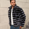 Herren Modische Kunstpelzjacke mit gestreiftem Design